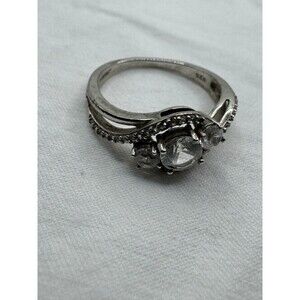 Vintage Bypass Sapphire 3 Stones Sterling Ring Size 7 Signed JWBR